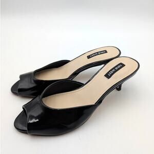 Nine West Luvlie Kitten Heel Slide Sandal Women's Black Size US5.5M EU36